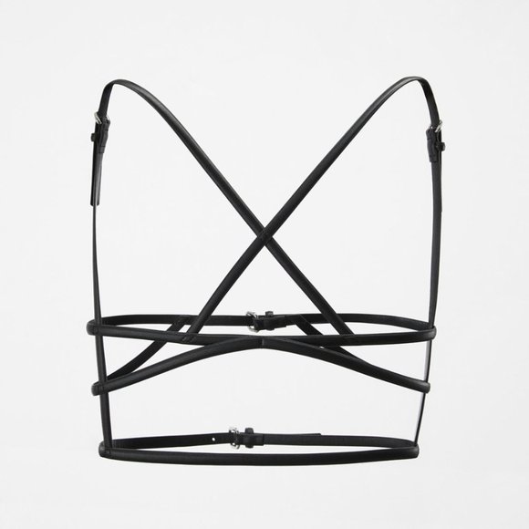 NWT Black Faux Leather Harness, 32